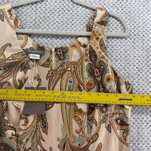Tommy Bahama Dress Womens 12 Brown Zanzi Paisley Sheath Knee Lenght Scoop Neck - Picture 10 of 14